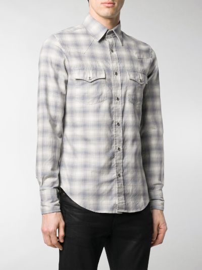 Tom Ford Western-style check shirt blue 