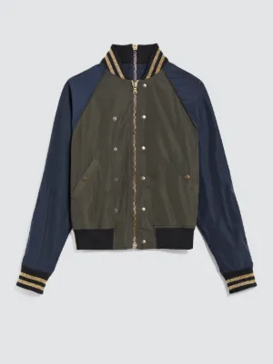 sporty nylon baseball jacket