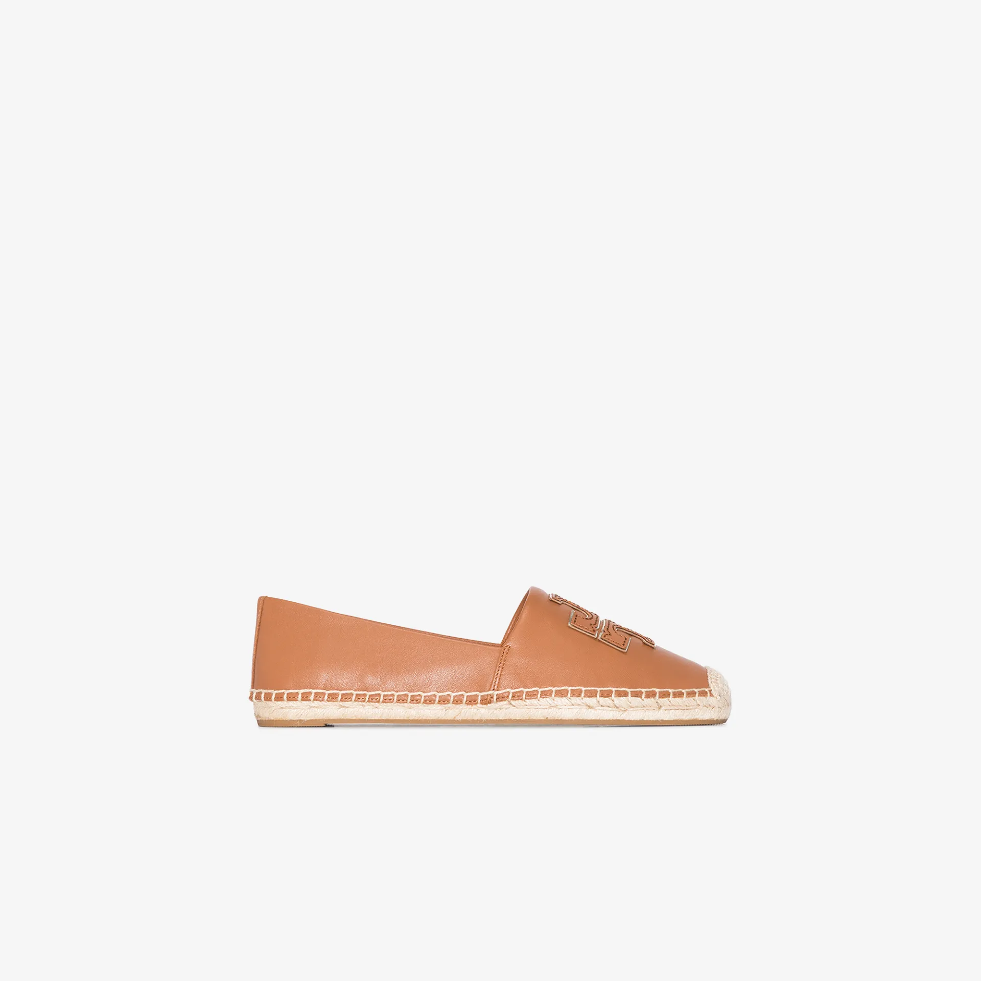 tory burch ines flat leather logo espadrilles