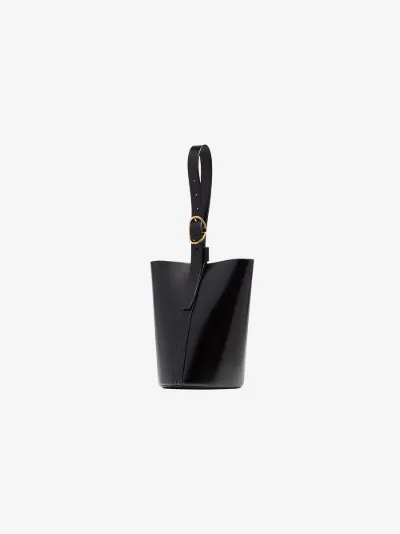 trademark small leather bucket bag
