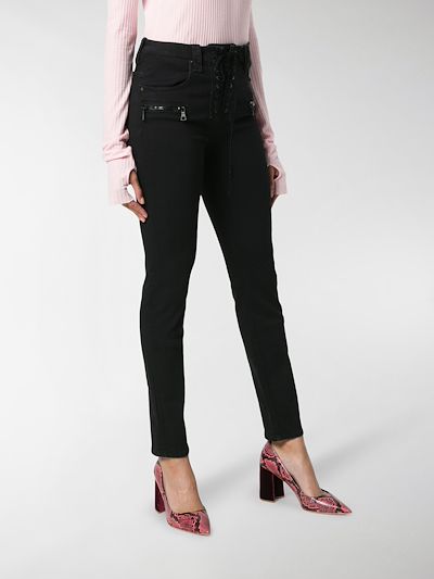 lace up high waisted jeans