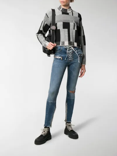 unravel lace up jeans
