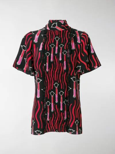 Valentino - Blusa con stampa Lipstick