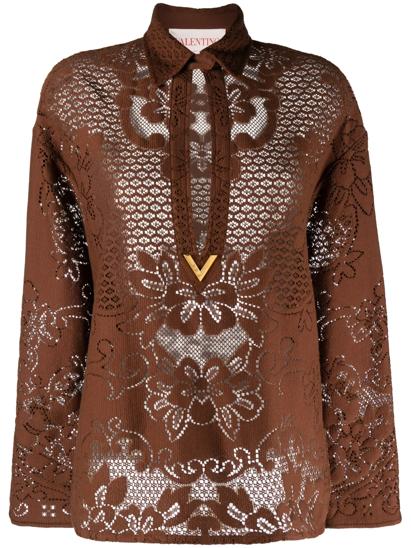 Valentino crochet-knit top brown | MODES