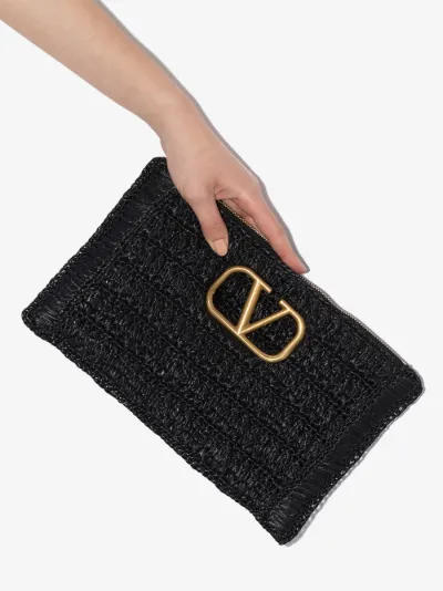 black raffia clutch bag