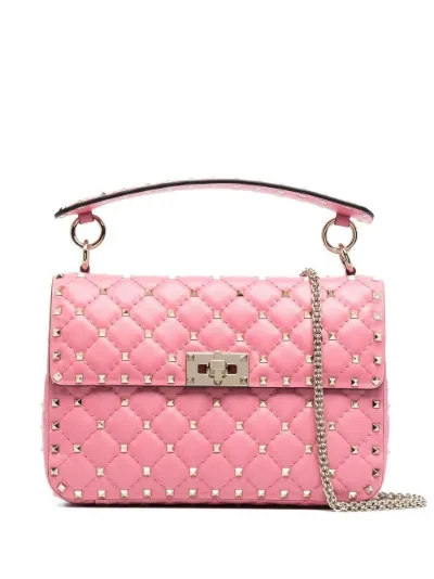 BORSA MEDIA ROCKSTUD SPIKE EFFETTO CRAQUELÉ VALENTINO