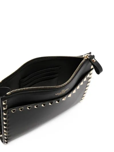 Rockstud leather clutch bag Valentino Garavani Black in Leather - 16968031