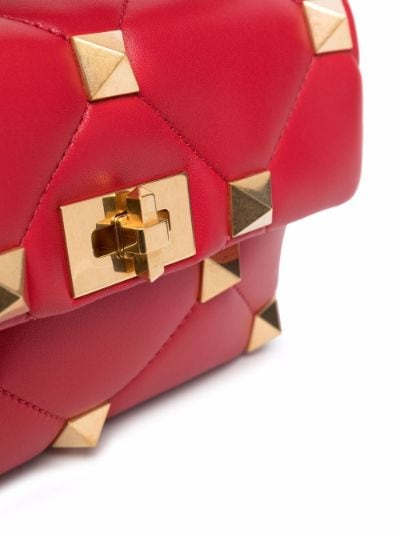 Valentino Garavani Roman Stud Leather Shoulder Bag - Red