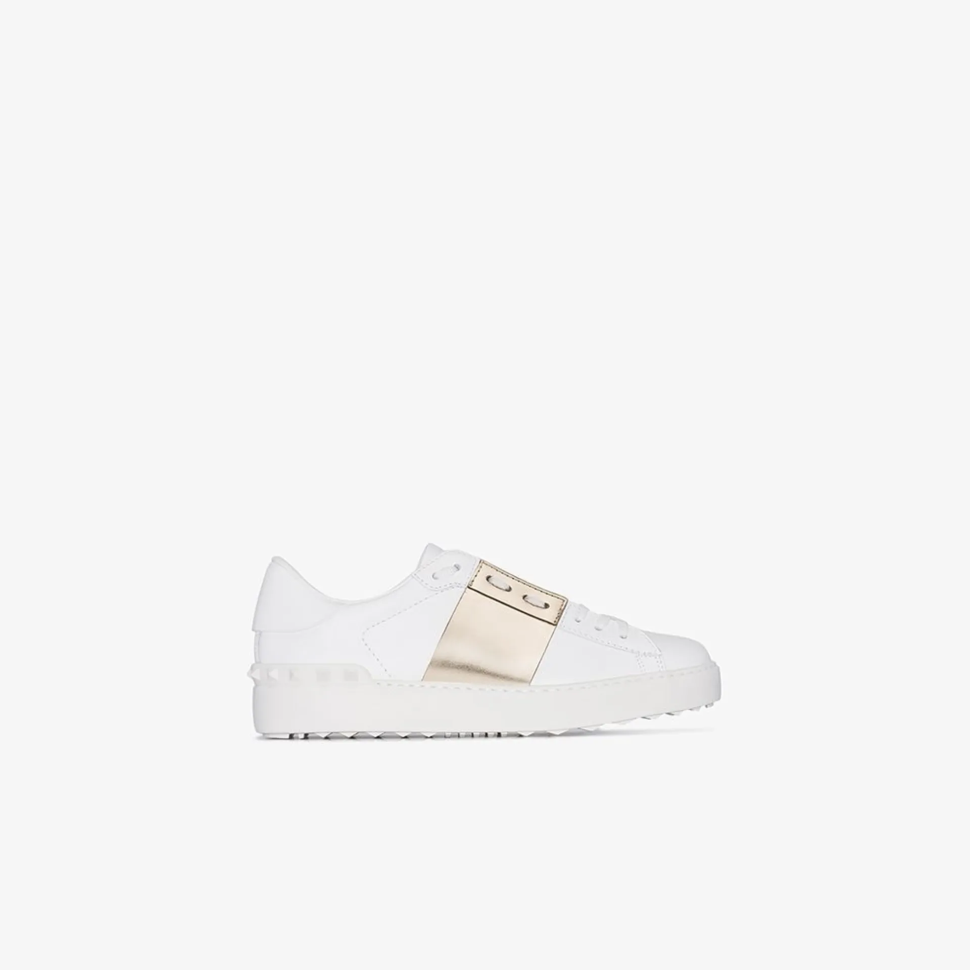 valentino open leather trainers
