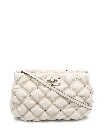 Valentino SPIKEME Large Shoulder Bag Black Quilted Nappa Leather