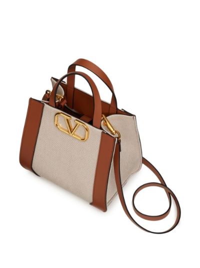 Valentino Garavani V-logo Signature Small Tote Bag In Beige