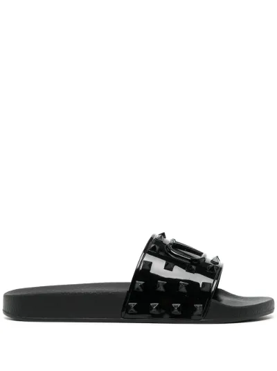 valentino garavani vlogo flat leather slide sandals