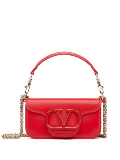 V Logo Signature Mini Leather Shoulder Bag in White - Valentino Garavani