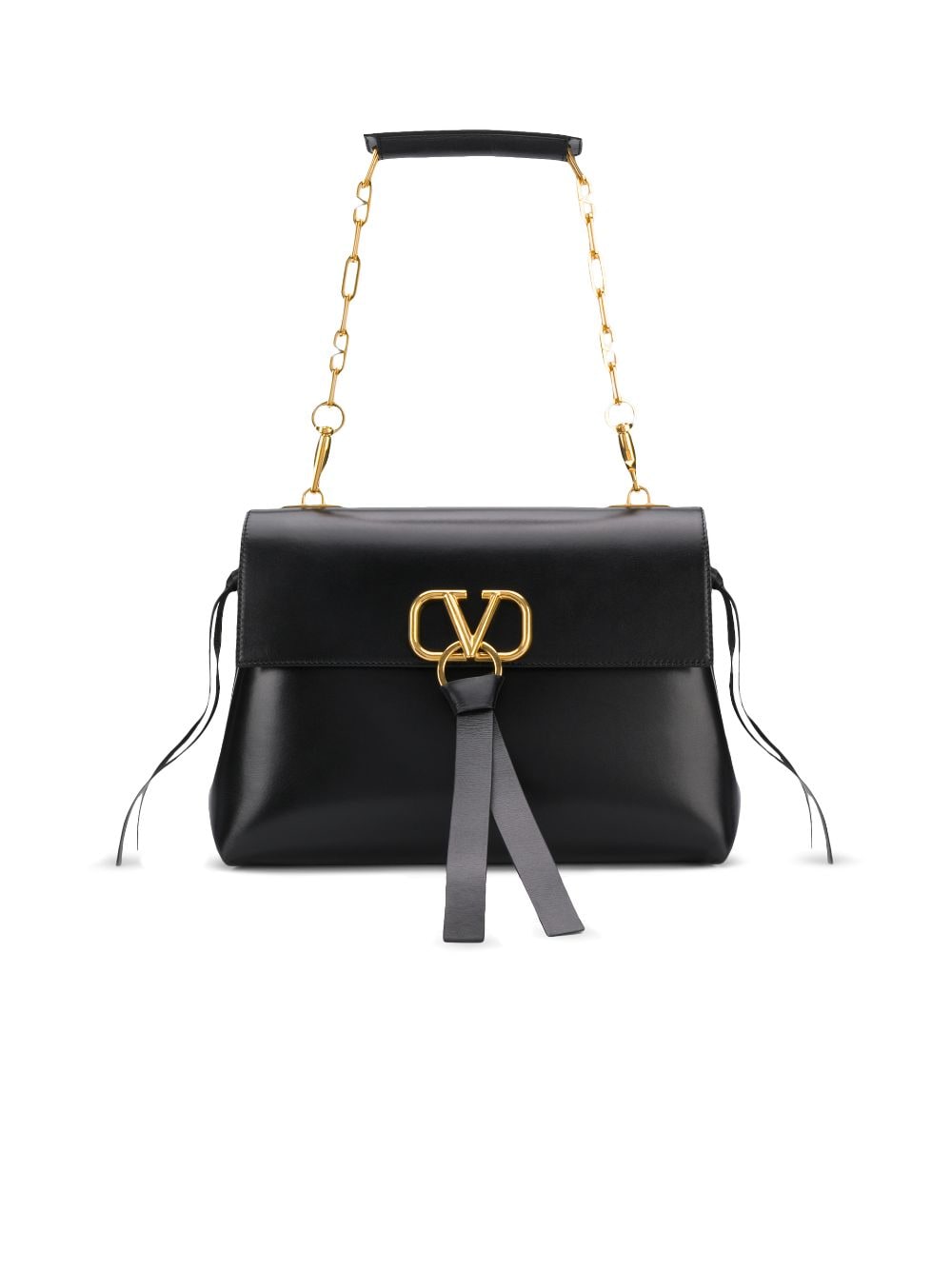 Valentino Garavani VRing Shoulder Bag Leather Medium Black 1896612