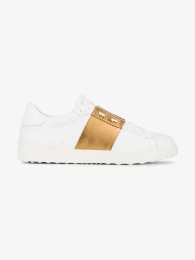 valentino sneakers gold and white