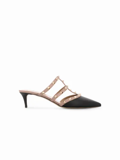 rockstud leather mules