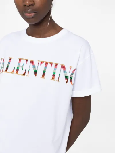 Valentino sequin-logo T-shirt white | MODES