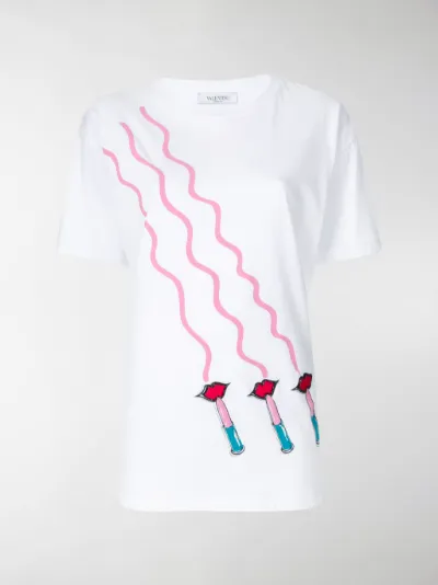 Valentino - T-shirt con stampa Lipstick