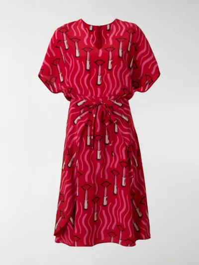 Valentino - Vestito con stampa lipstick