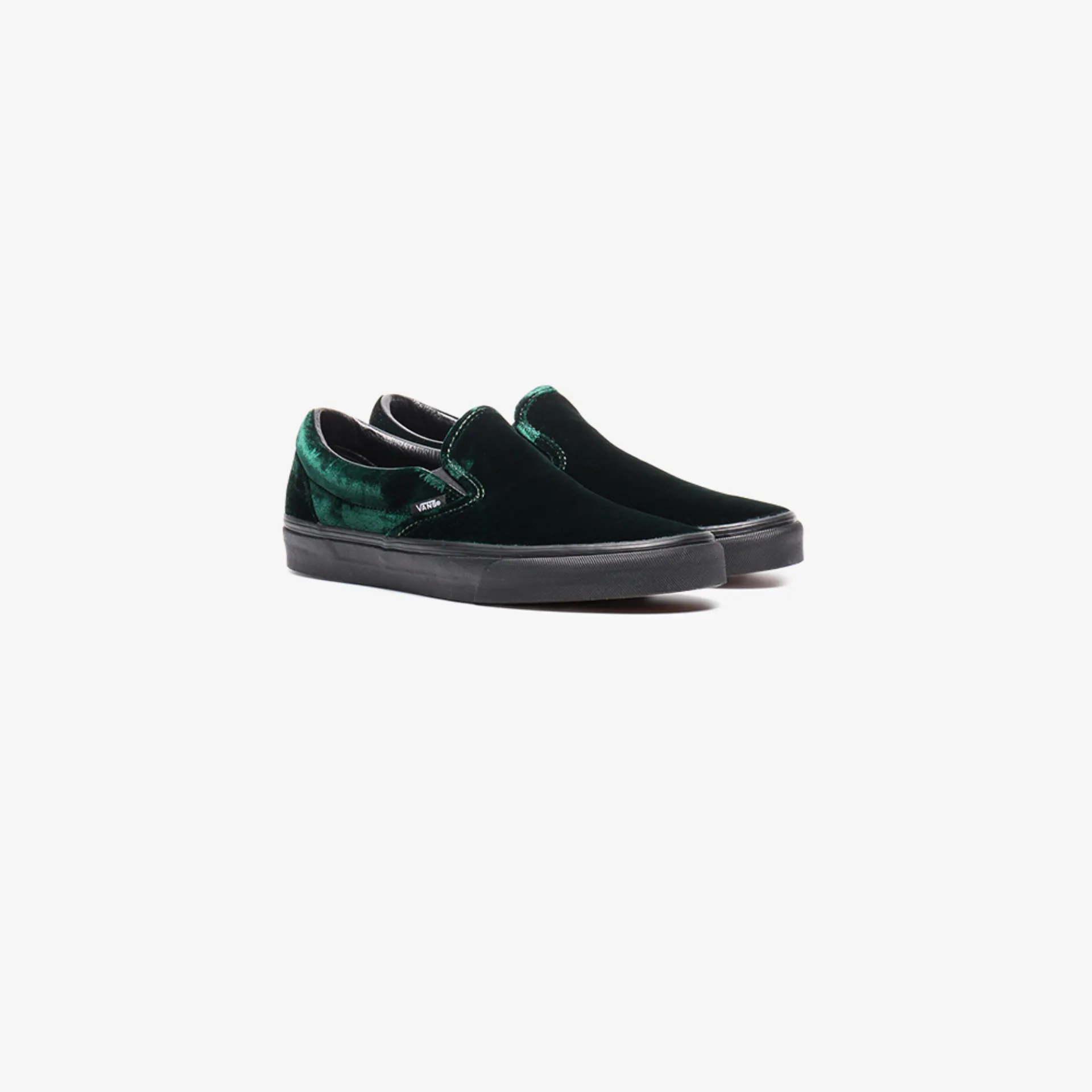 vans green velvet slip ons