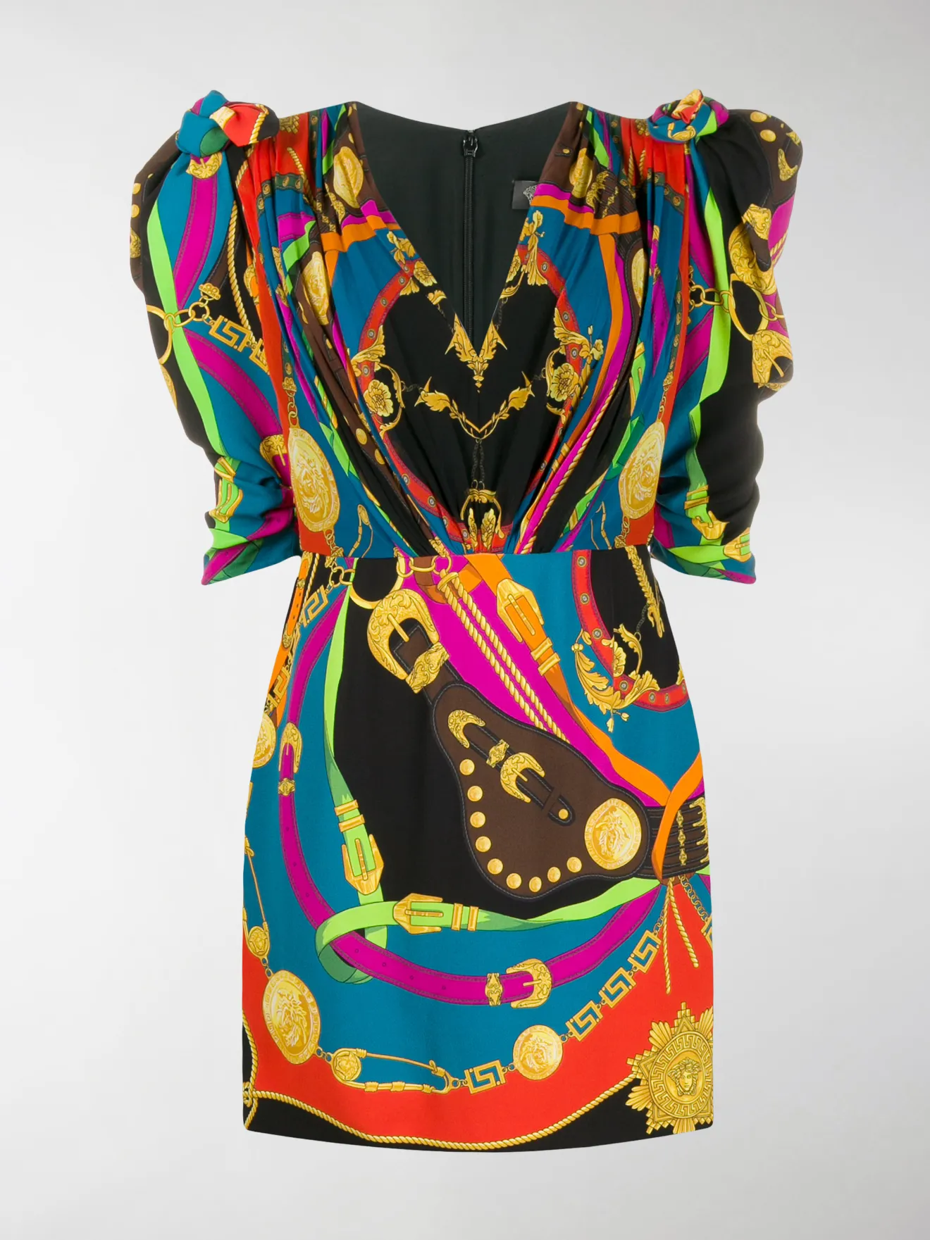 Versace Abito corto Barocco Rodeo con stampa nero | MODES