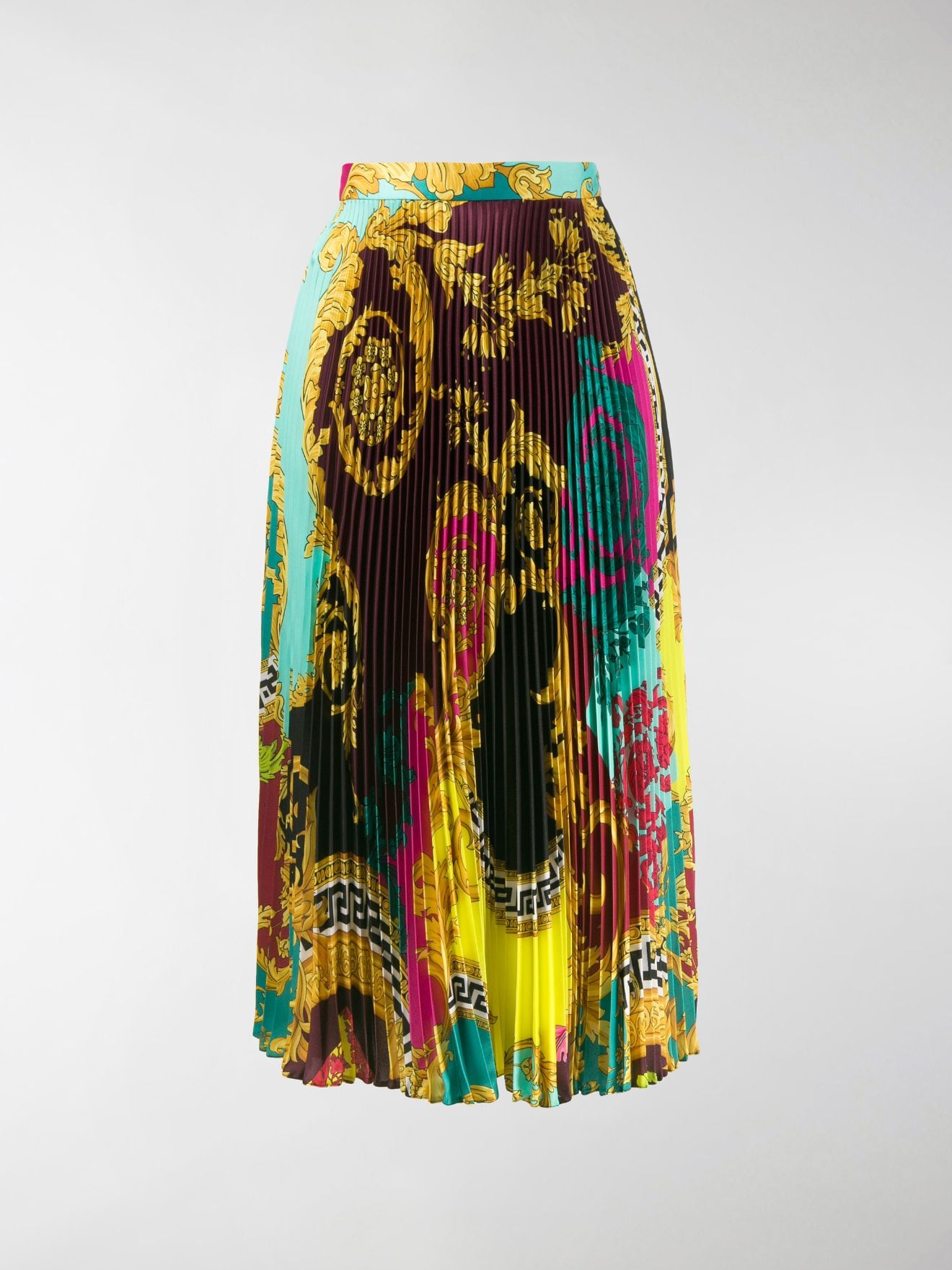 Versace Baroque print pleated skirt multicolour | MODES