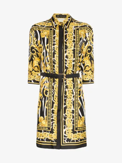 baroque print shirt dress