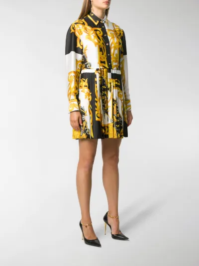 baroque print shirt dress