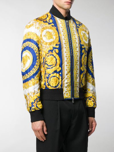 baroque printed quilted bomber jacket