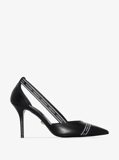 versace logo strap heels