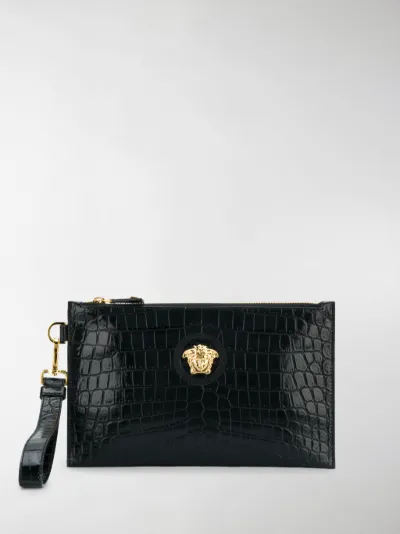 Versace Black Medusa Leather Clutch Bag 