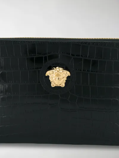Versace Black Medusa Leather Clutch Bag 