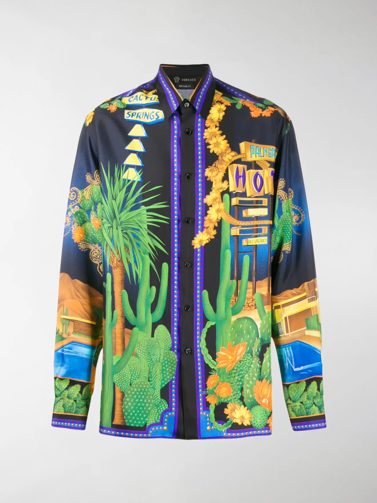 Versace cactus springs print shirt blue 