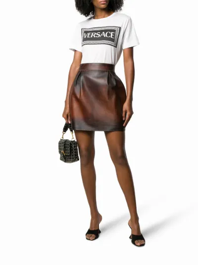 Versace distressed leather skirt Eraldo US