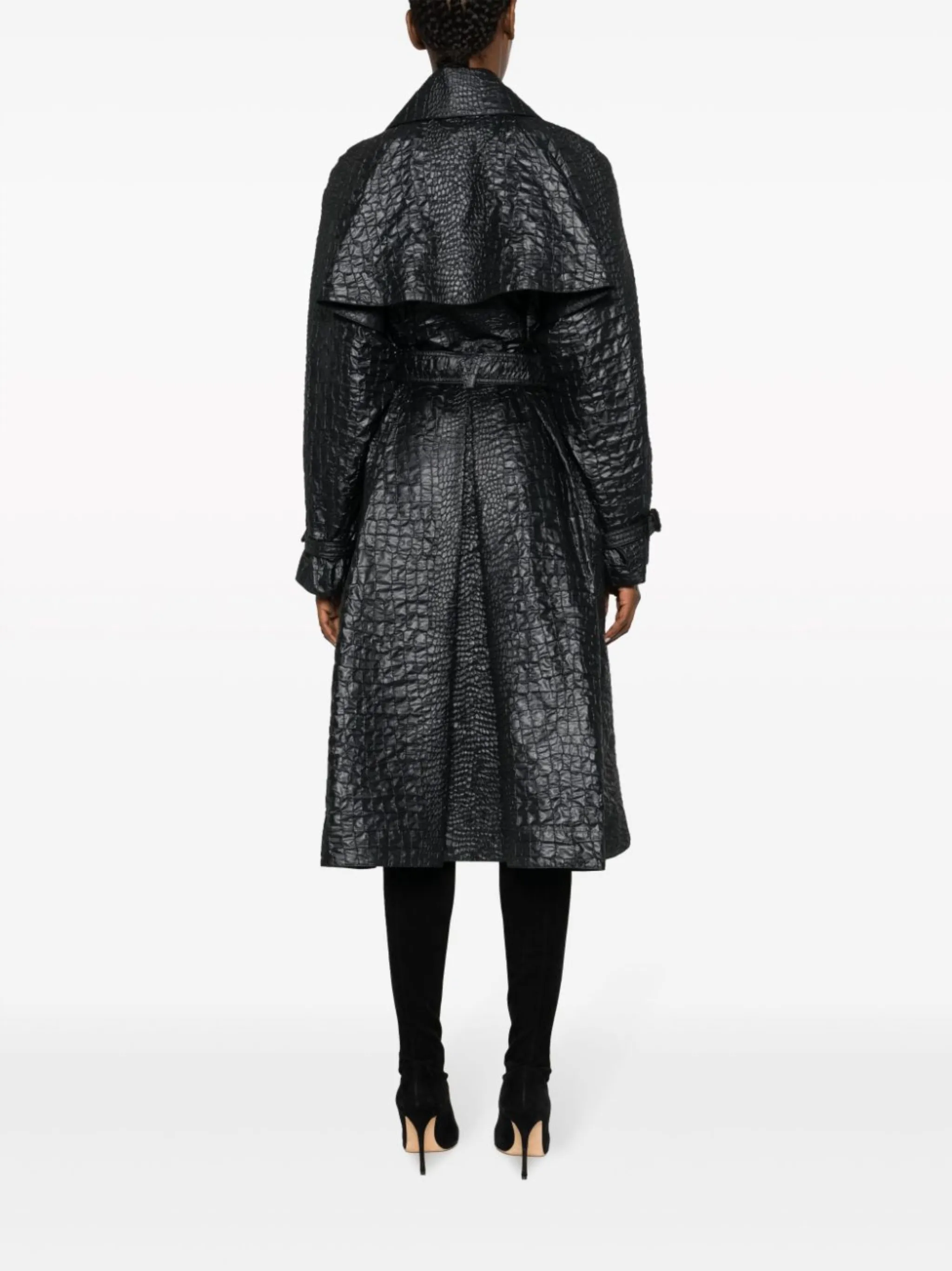 embossedcrocodile laminated trench coat Versace