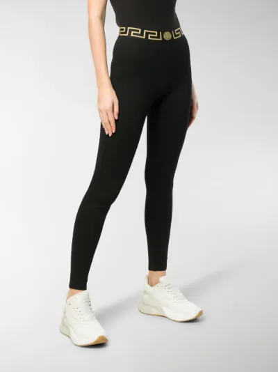 Versace Greek Key band leggings black 