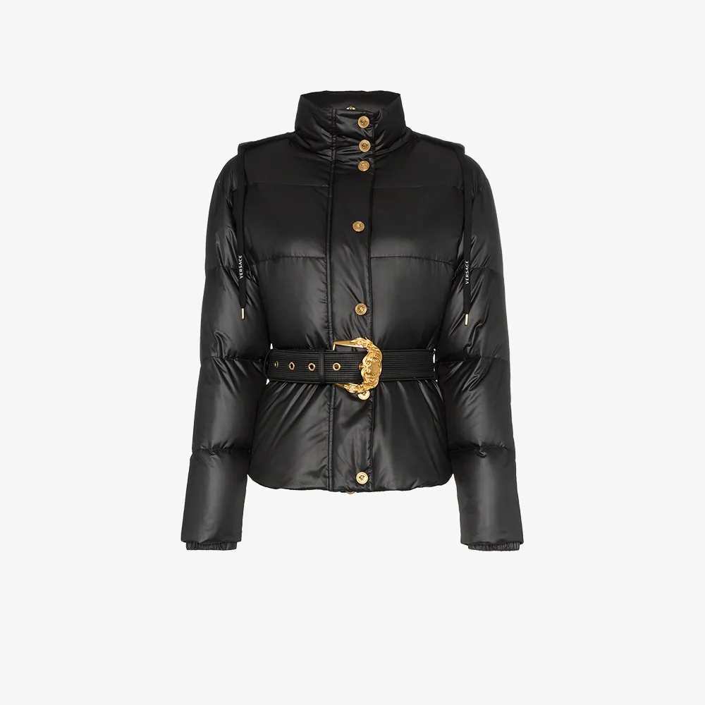 Versace hooded belted feather down puffer jacket | Browns dalmatian comforter