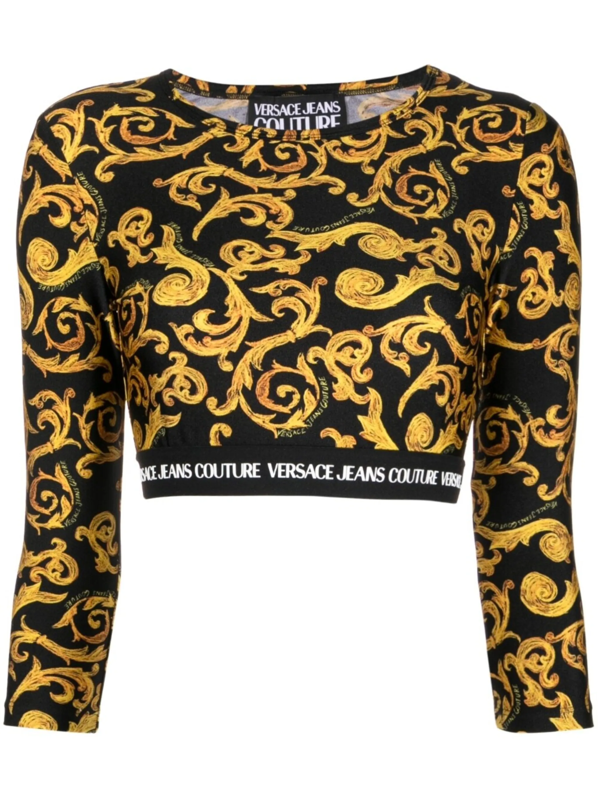 Versace Jeans Couture Barocco-print crop top | Eraldo.com FR