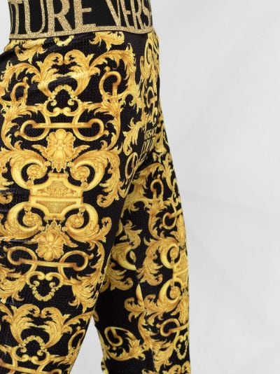 new VERSACE Rodeo Barocco black gold baroque harness legging pants