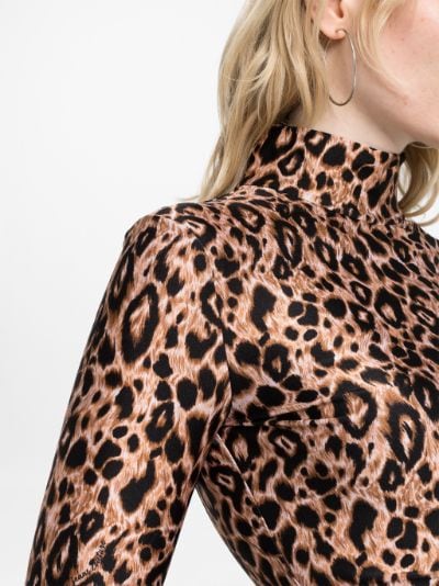 Printed Mesh Leopard Turtleneck