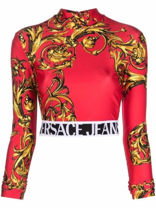 Regalia Baroque Print Crop Top Versace Jeans Couture Eraldo Com