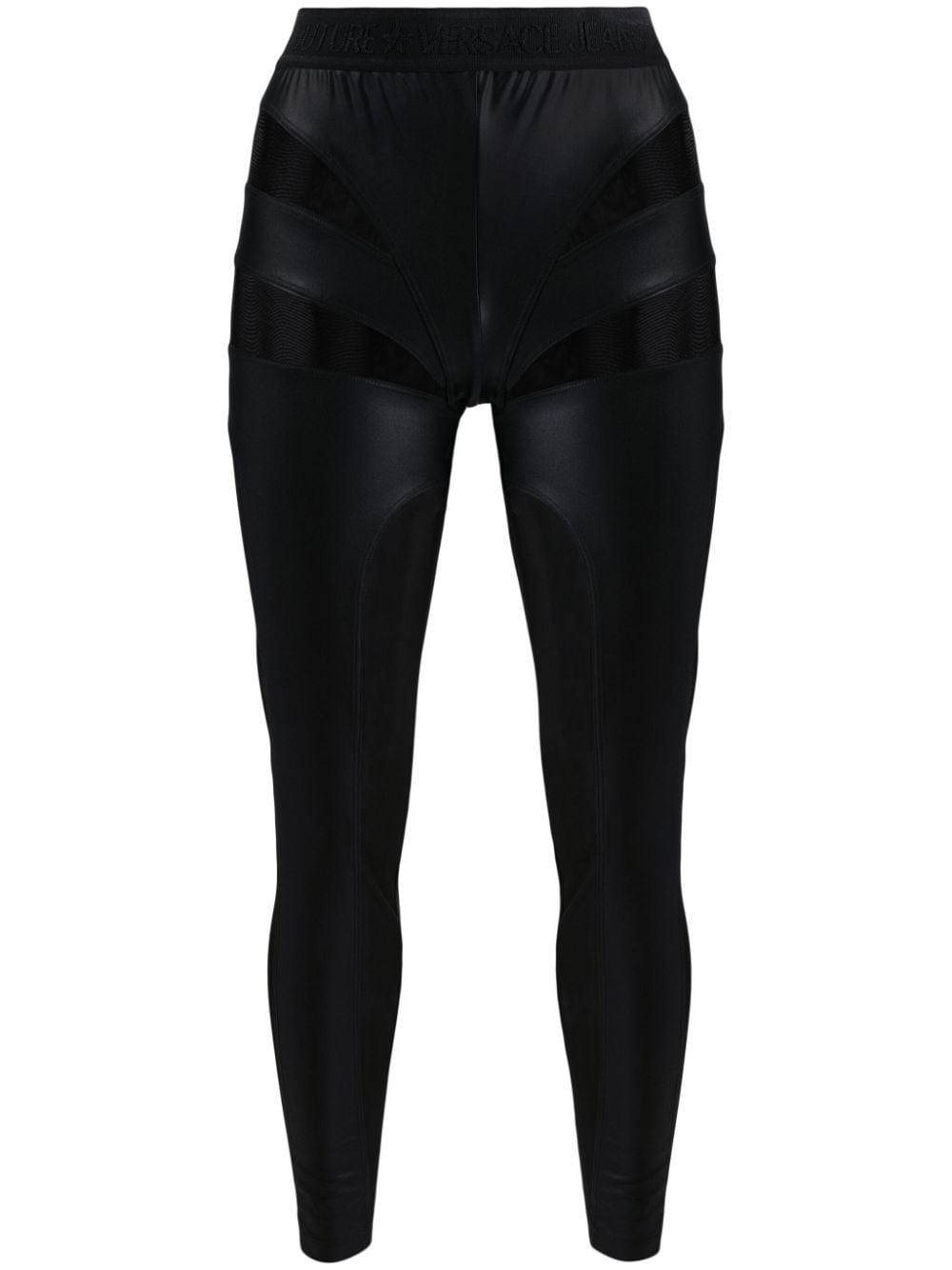 semi-sheer panelled leggings, Versace Jeans Couture