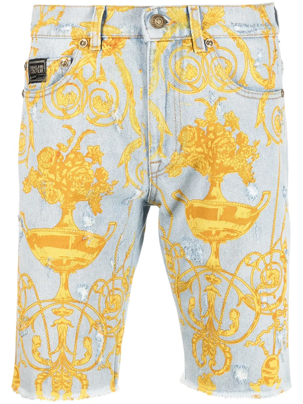 Shorts denim Barocco con stampa | Versace Jeans Couture | Eraldo.com
