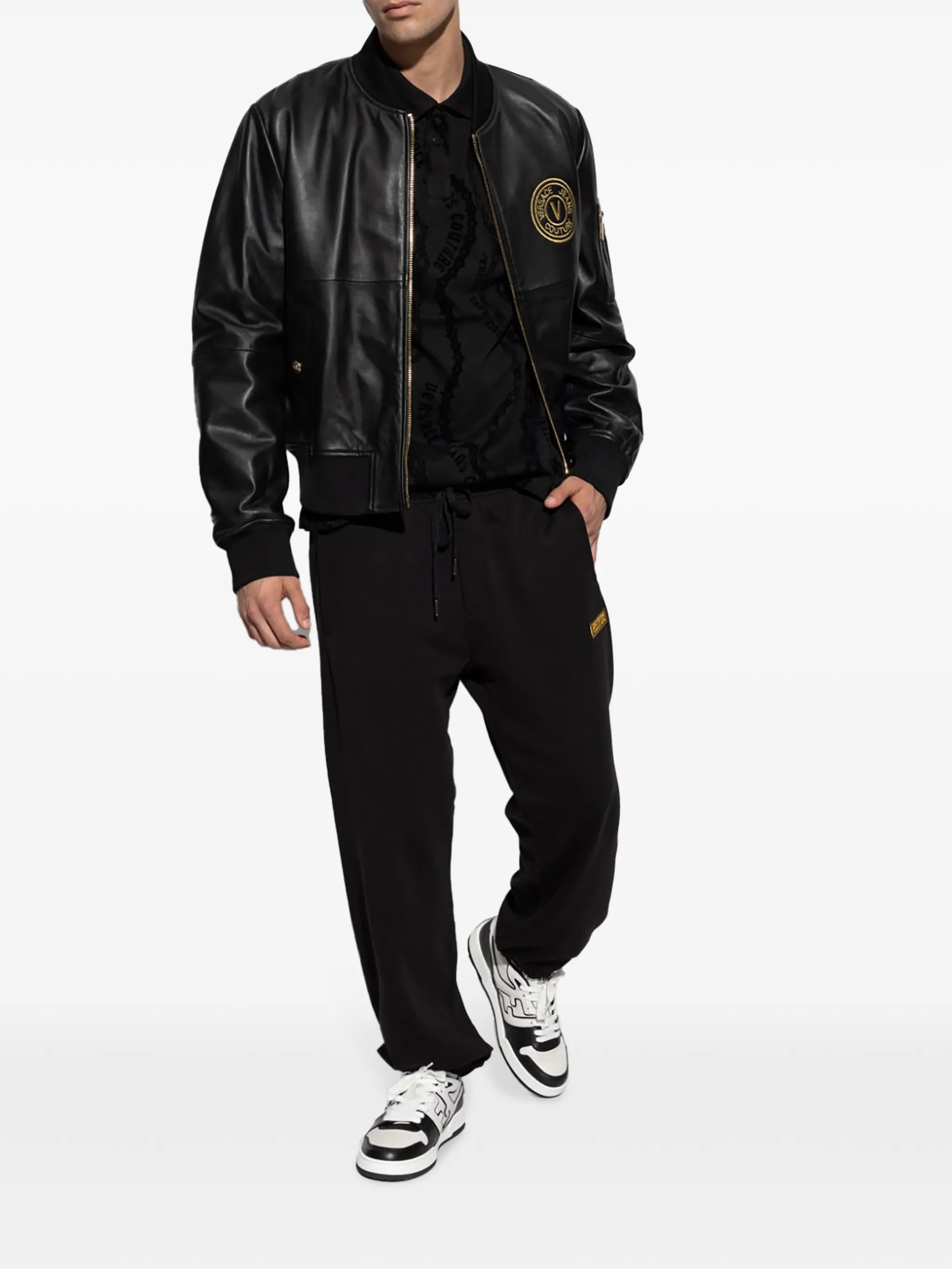 Versace jeans outlet couture leather bomber jacket