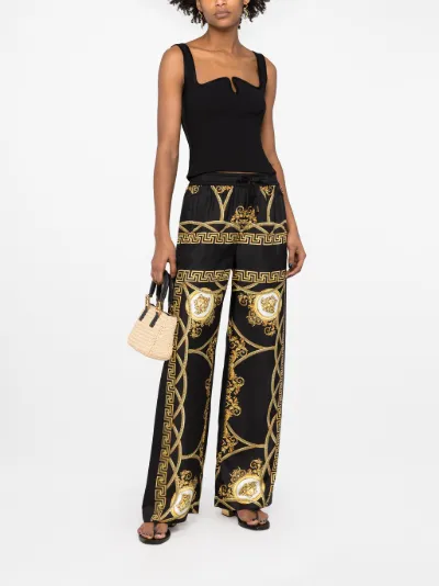 La Coupe des Dieux-print wide-leg silk 