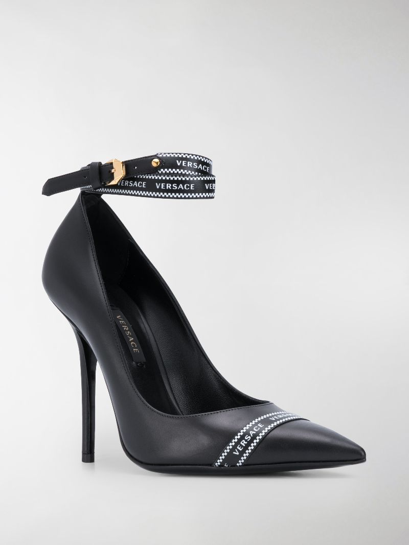 versace logo strap heels