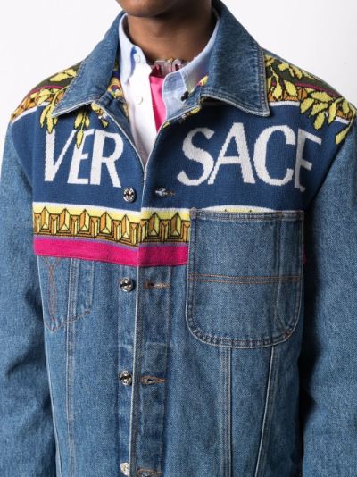 Logo Denim Jacket in Blue - Versace