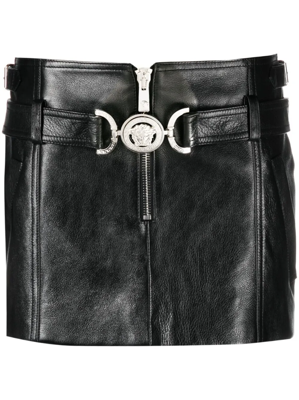 Medusa leather mini skirt Versace US