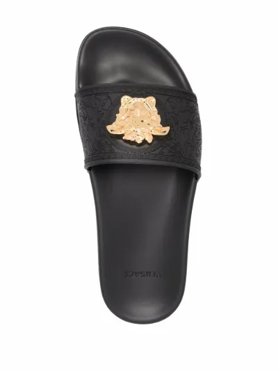 versace black medusa slides