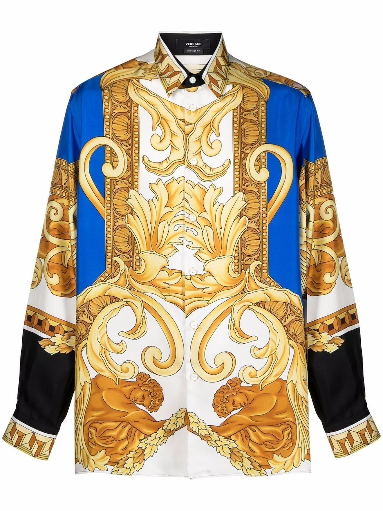 Versace Medusa Renaissance print shirt blue | MODES